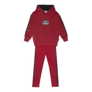 Παιδικό σετ κολάν με λεπτό φούτερ Sprint 252-4005 βαθύ κόκκινο για κορίτσια