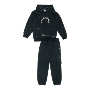 Παιδική φόρμα λεπτό φούτερ Sprint 252-3040 Μαύρο για αγόρια