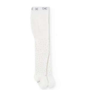 Παιδικά καλσόν με strass Boboli χοντρή πλέξη 702043 Off white για κορίτσια
