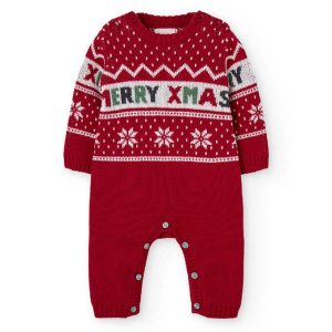 Βρεφικό πλεκτό φορμάκι Χριστουγεννιάτικο Boboli 962018 Κόκκινο