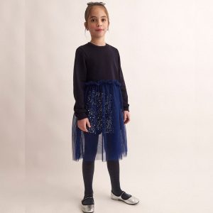 Παιδικό φόρεμα τούλινο με σορτς με παγιέτες Two in a Castle T6683 για κορίτσια που θέλουν λαμπερές και glamour αμπιγέ εμφανίσεις τον χειμώνα