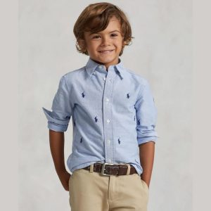 Παιδικό πουκάμισο oxford Polo Ralph Lauren Μπλε 25264142400P10 για αγόρια που τους αρέσει το επώνυμο, κλασσικό και ξεχωριστό ντύσιμο τον χειμώνα