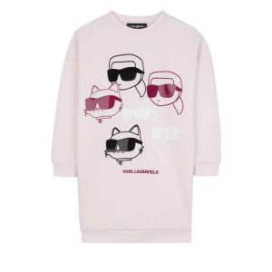 Παιδικό μπλουζοφόρεμα Karl Lagerfeld άνετη γραμμή Dusty Pink Z30616 για κορίτσια που θέλουν ωραίο, επώνυμο καθημερινό ντύσιμο το καλοκαίρι