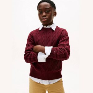 Παιδικό πουλόβερ Tommy Hilfiger Μπορντό KB0KB10352 για αγόρια
