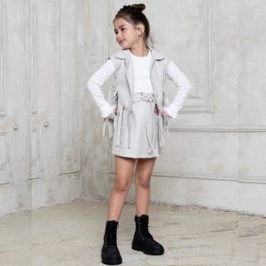 Παιδικό σετ φούστα με γιλέκο Alice A12031 Εκρού για κορίτσια