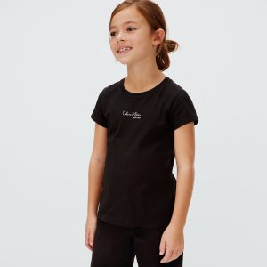 Παιδική μπλούζα μακό Calvin Klein Slim fit Μαύρο IG0IG03061 για κορίτσια