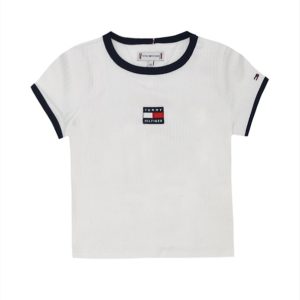 Μπλούζα rib Tommy Hilfiger Λευκό KG0KG09066