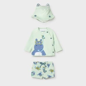 Βρεφικό σετ μαγιό μπλούζα & καπέλο Mayoral 01619 Πράσινο