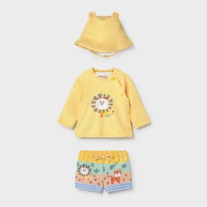 Βρεφικό σετ μαγιό μπλούζα & καπέλο Mayoral 01619 Κίτρινο