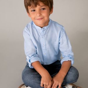 Πουκάμισο μάο λινό Mayoral 03118 Γαλάζιο