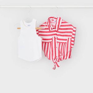 Πουκαμίσα με αμάνικη μπλούζα Mayoral 03196 Λευκό 2τεμάχια