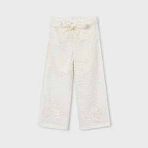 Παντελόνα λινή Mayoral με κέντημα 03585 Μπεζ