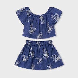 Σετ με φούστα λινή Mayoral 03947 Μπλε