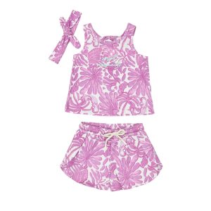 Αμάνικο σετ με σορτς Sprint με schrunchy 261-2026 Λιλά