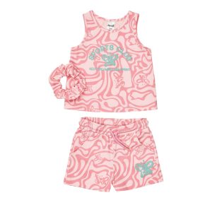 Σετ αμάνικο με σορτς Sprint με scrunchies 261-2027 Ροζ