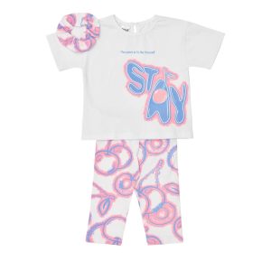 Σετ με κολάν 3/4 Sprint με scrunchies Λευκό