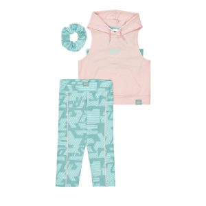 Σετ με κολάν Sprint αμάνικο με τοπ & scrunchies 261-4015 Ροζ 4τεμάχια