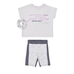 Παιδικό εφηβικό καλοκαιρινό σετ με ποδηλατικό κολάν Sprint για κορίτσια 261-4018 Γκρι που θα ξεχωρίσουν στην βόλτα τους και το σχολείο