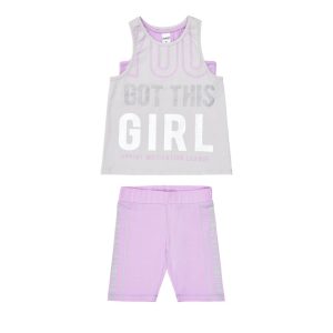 Σετ με κολάν Sprint με τοπ & αμάνικη μπλούζα με strass 261-4037 Off white