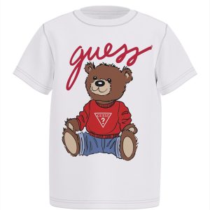 Μπλούζα μακό Guess αρκουδάκι H4BT01I3Z14 Λευκό