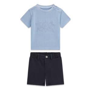 Βρεφικό σετ Guess βερμούδα με ζακάρ μπλούζα I6RG13KC484 Μπλε
