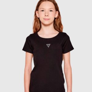 Μπλούζα Guess μεταλλικό λογότυπο J5YP03KB1O1 Μαύρο