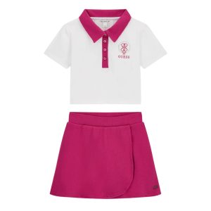 Σετ με σορτς-φούστα Guess midi μπλούζα πόλο J6GG03K6YW4 Λευκό thumbnail