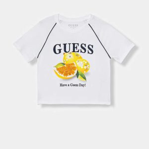 Μπλούζα crop Guess J6GI08K8HM4 Λευκό thumbnail