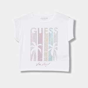 Μπλούζα Guess με strass Boxy J6GI20K6YW4 Λευκό thumbnail