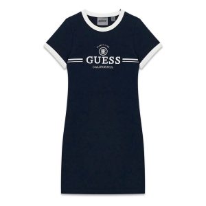 Φόρεμα rib Guess slim fit με κέντημα J6GK26KCQX1 Μπλε thumbnail