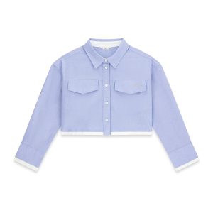 Πουκάμισο midi boxy Guess Oxford J6RH08W9CL1 Μπλε