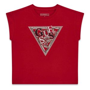 Μπλούζα midi Guess με παγιέτες J6RI04K6YW4 Κόκκινο