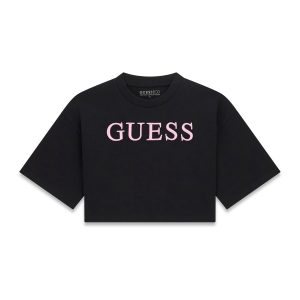 Μπλούζα boxy Guess κεντημένο λογότυπο J6RI11KCNQ4 Μαύρο