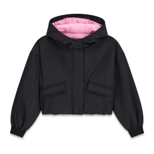 Μπουφάν puffer Guess ανοιξιάτικο με κουκούλα J6RL00WB242 Μαύρο