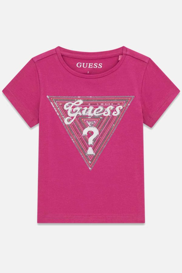 Μπλούζα Guess με παγιέτες K6GI08K6YW4 Φούξια