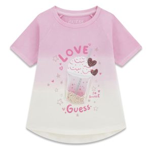 Μπλούζα Guess άνισο τελείωμα K6RI07K6YW4 Ροζ