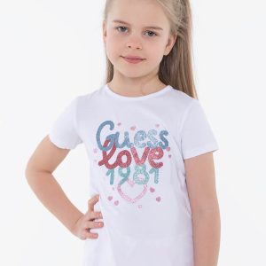 Μπλούζα Guess με strass K6RI20K6YW4 Λευκό