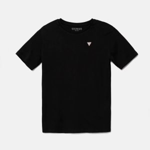 Παιδικές μπλούζες t-shirt Guess με εφηβικό στυλ για αγόρια που θέλουν κλασσικό και επώνυμο ντύσιμο Μπλούζα εφηβική Guess L5YI38K5M20 Μαύρο