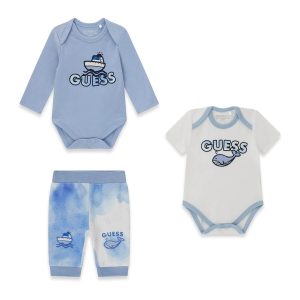 Βρεφικό σετ Guess παντελόνι & 2 φορμάκια P6RG09KA6W1 Γαλάζιο