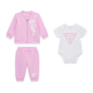 Βρεφικό σετ Guess παντελόνι με ζακέτα & κορμάκι S6RG03KAN04 Ροζ
