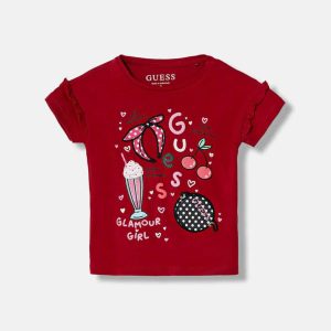 Μπλούζα Guess με βολάν K6RI04K6YW4 Κόκκινο