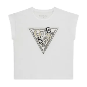 Παιδικά t-shirt midi Guess με παγιέτες με κοφτά μανίκια για κορίτσια