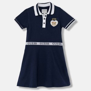 Φόρεμα πικέ Guess κολλεγιακό K6RK14K7064 Μπλε