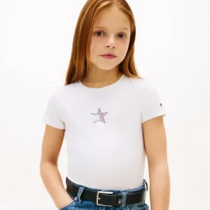 Μπλούζα με strass Tommy Hilfiger slim fit Λευκό KG0KG09097