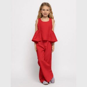 Σετ λινό παντελόνα Alice S26-A18122 Κόκκινο