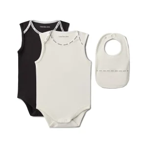 Βρεφικό σετ Calvin Klein με 2 κορμάκια & σαλιάρα για αγόρια και κορίτσια
