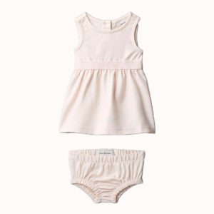 Βρεφικό φόρεμα Calvin Klein με εσώρουχο Ροζ παλ LVCKSJH15G για κορίτσια που θέλουν άνετο και επώνυμο ντύσιμο το καλοκαίρι