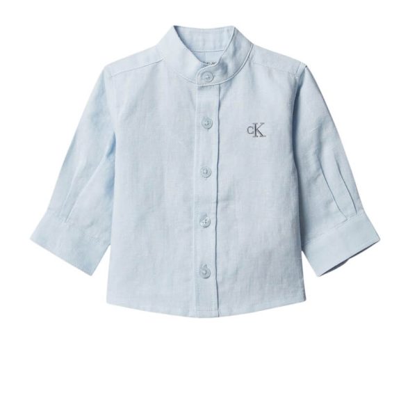 Βρεφικό πουκάμισο Calvin Klein λινό LVCKSJB45B Γαλάζιο