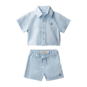 Βρεφικό σετ Calvin Klein λινό LVCKSJI13B Γαλάζιο