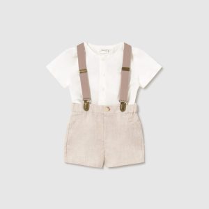 Σετ βερμούδα λινή με πουκάμισο & τιράντες Mayoral 01278